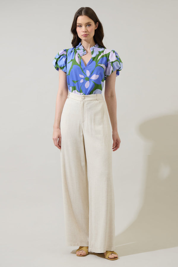 Sugarlips Dayana Floral Poly Smocked Top