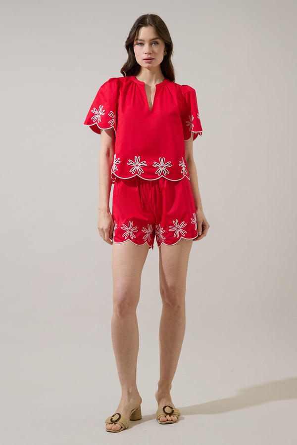 Sugarlips Dayna Embroidered Scalloped Shorts