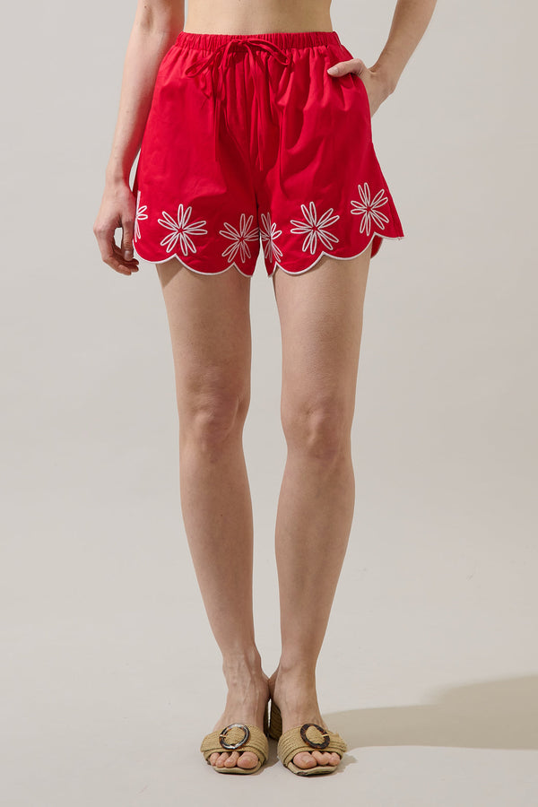 sugarlips Dayna Embroidered Scalloped Shorts