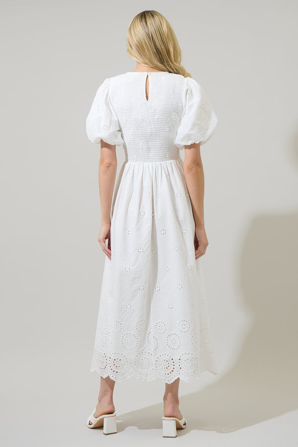 Sugarlips Deana Eyelet Smocked Midi Dress