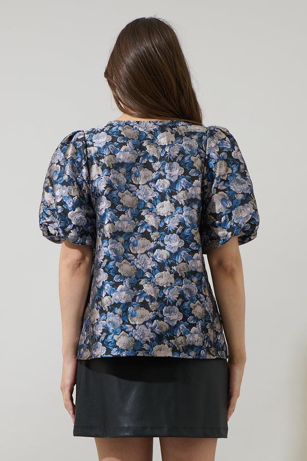 Sugarlips Deanny Jacquard Calise Bubble Sleeve Top