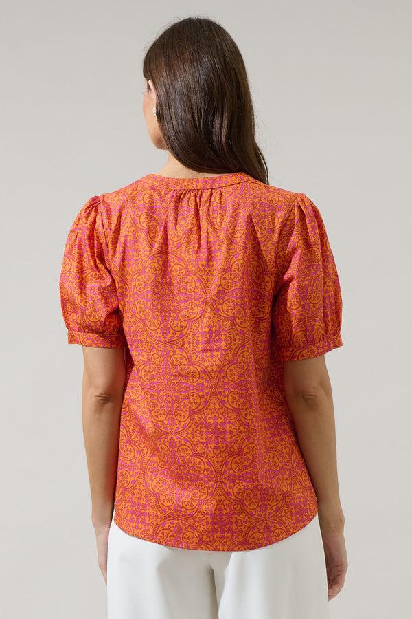 Sugarlips DeBary Floral Neli Split Neck Top