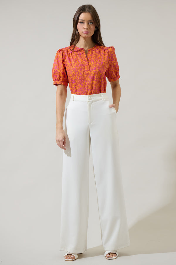 Sugarlips DeBary Floral Neli Split Neck Top