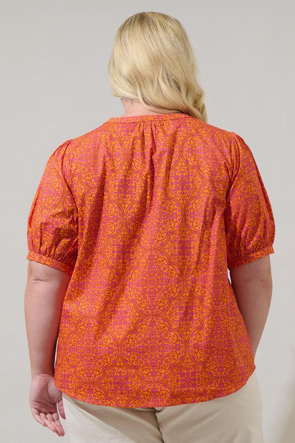 Sugarlips DeBary Floral Neli Split Neck Top Curve