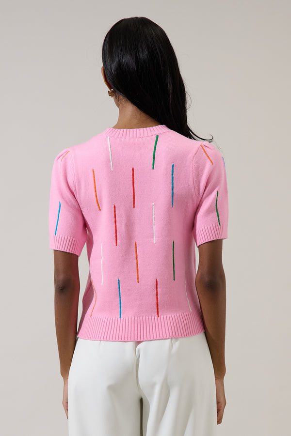 Sugarlips Debora Rainbow Ribbed Sweater Top