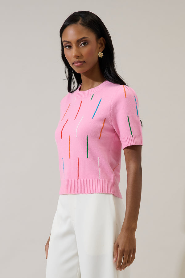 Sugarlips Debora Rainbow Ribbed Sweater Top