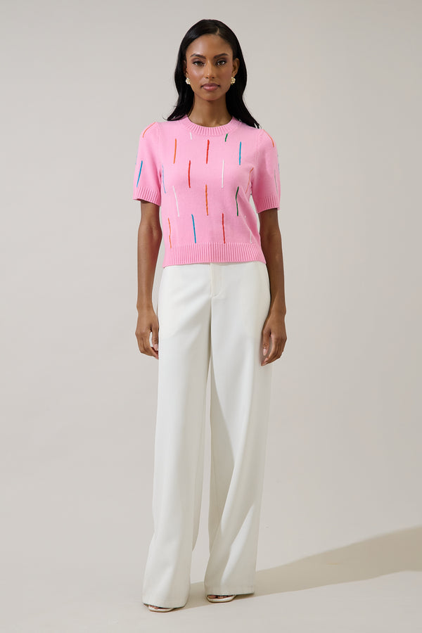 Sugarlips Debora Rainbow Ribbed Sweater Top