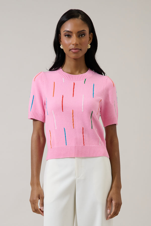 sugarlips Debora Rainbow Ribbed Sweater Top