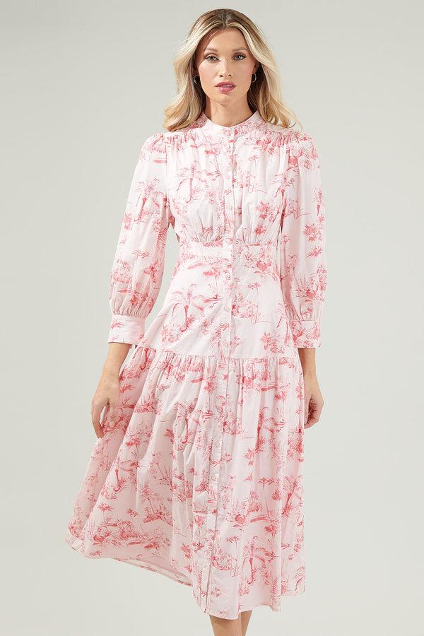 Sugarlips Del Rey Toile Button Up Midi Dress