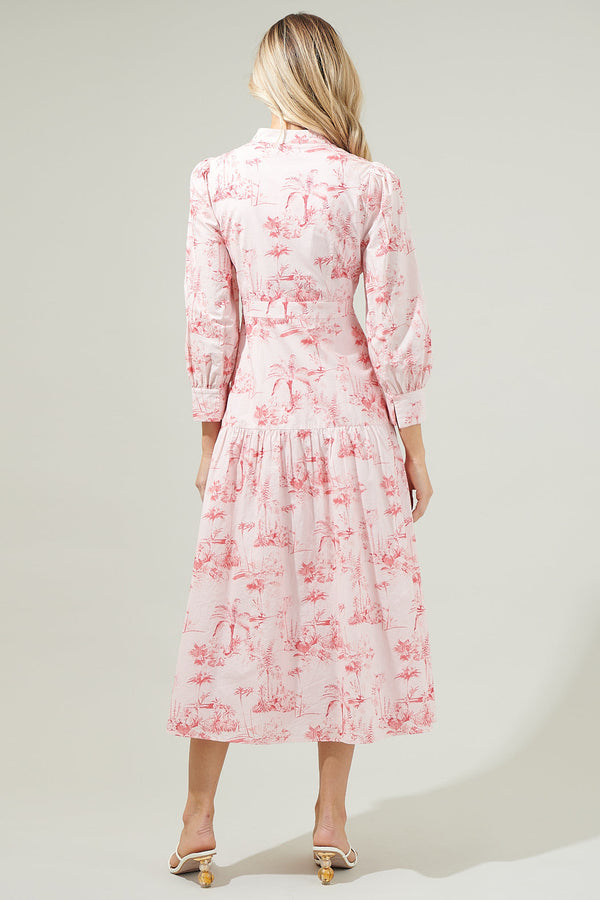 Sugarlips Del Rey Toile Button Up Midi Dress