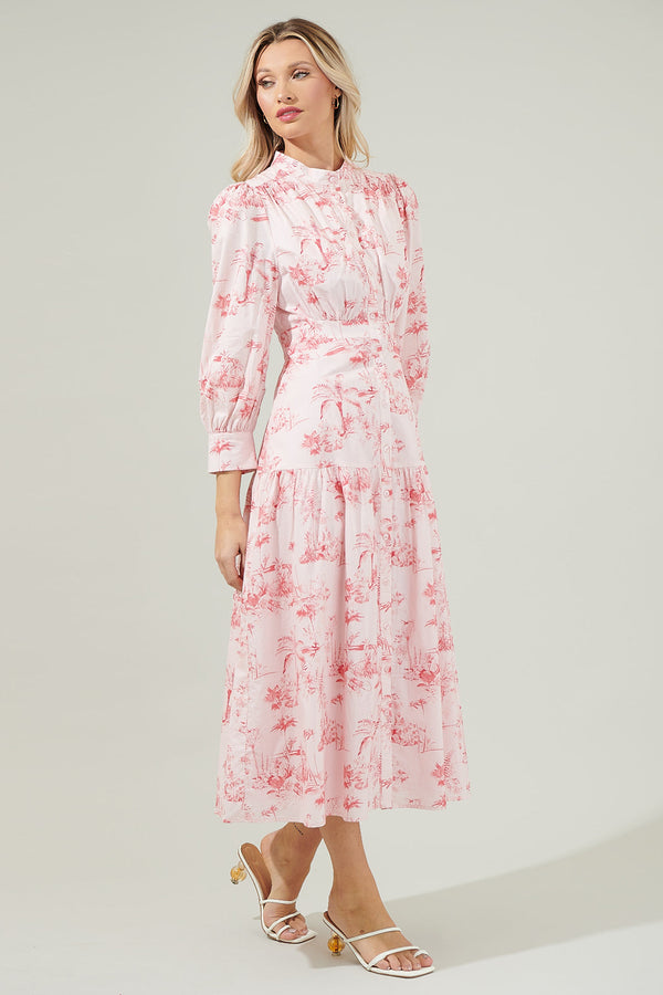 Sugarlips Del Rey Toile Button Up Midi Dress
