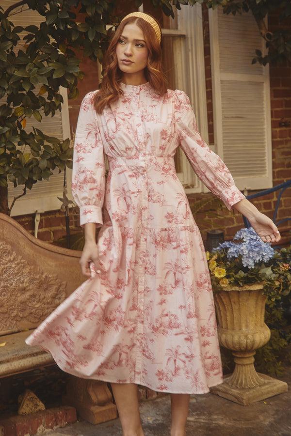 sugarlips Del Rey Toile Button Up Midi Dress
