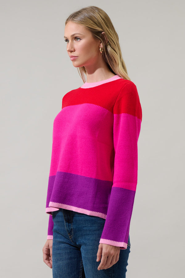 Sugarlips Delanie Multi Color Bell Sleeve Sweater