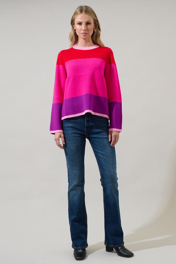 Sugarlips Delanie Multi Color Bell Sleeve Sweater