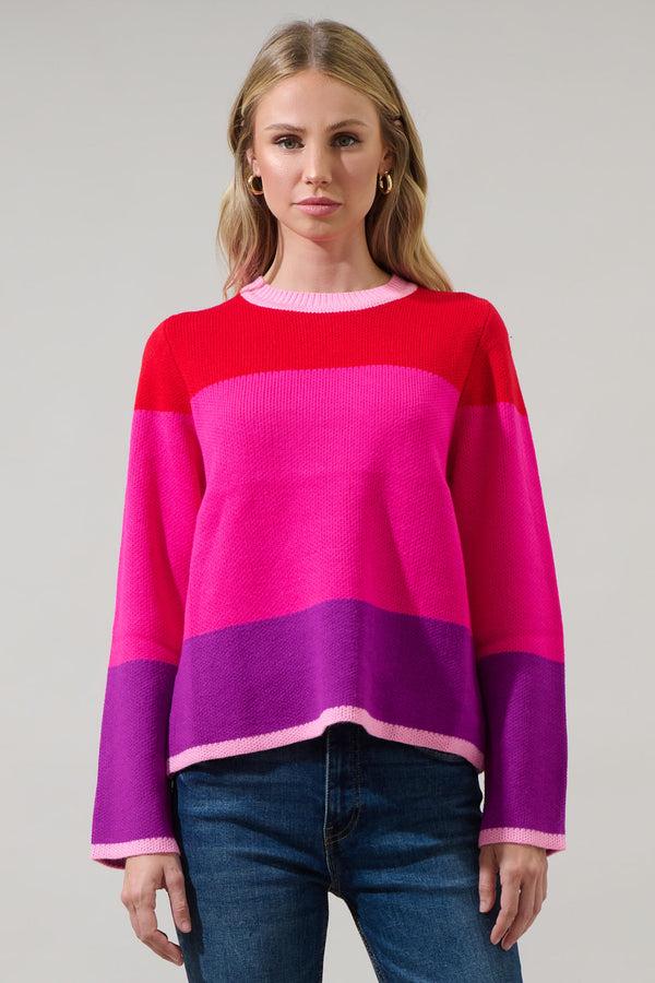 sugarlips Delanie Multi Color Bell Sleeve Sweater