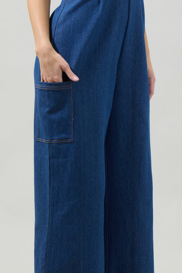 Sugarlips Delia Denim Nixi Halter Neck Jumpsuit
