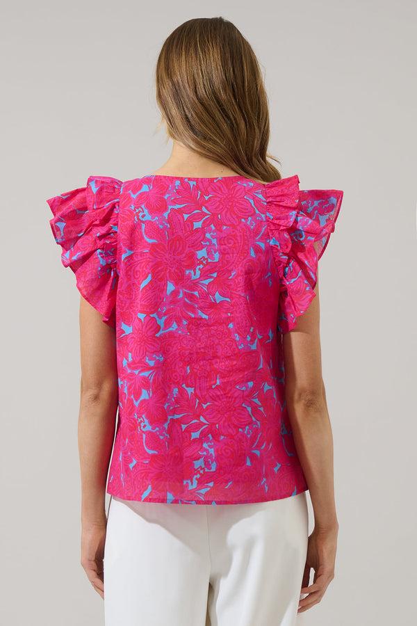 Sugarlips Delina Floral Tiffy Ruffle Top