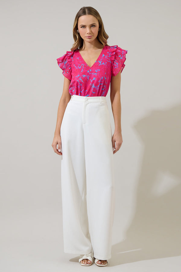 Sugarlips Delina Floral Tiffy Ruffle Top