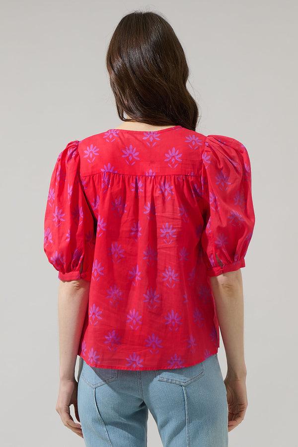Sugarlips Delmas Floral Louisa Split Neck Top
