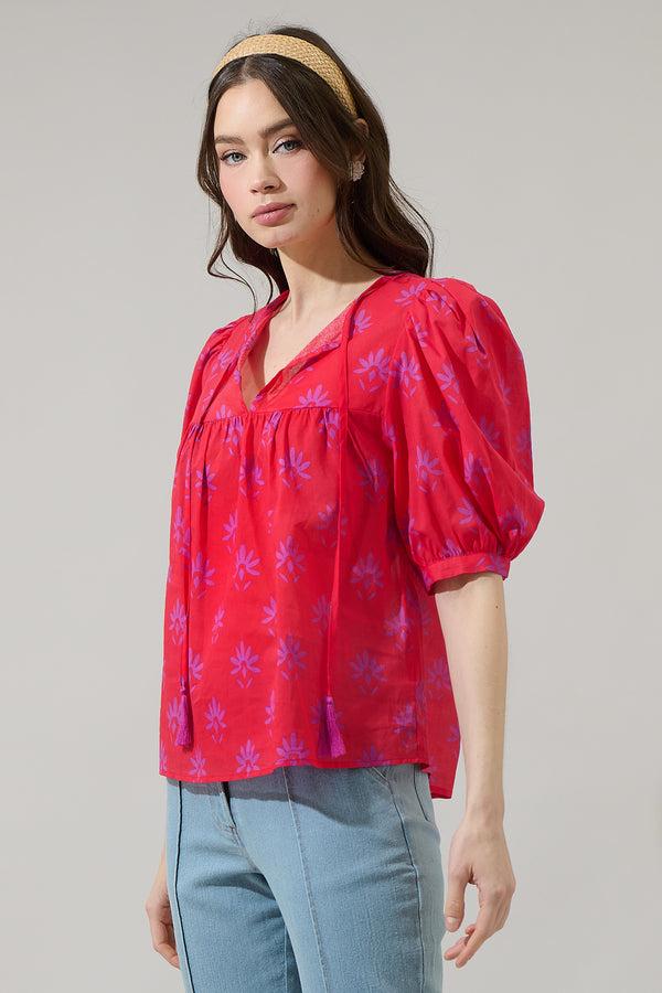 Sugarlips Delmas Floral Louisa Split Neck Top