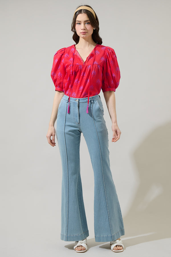 Sugarlips Delmas Floral Louisa Split Neck Top