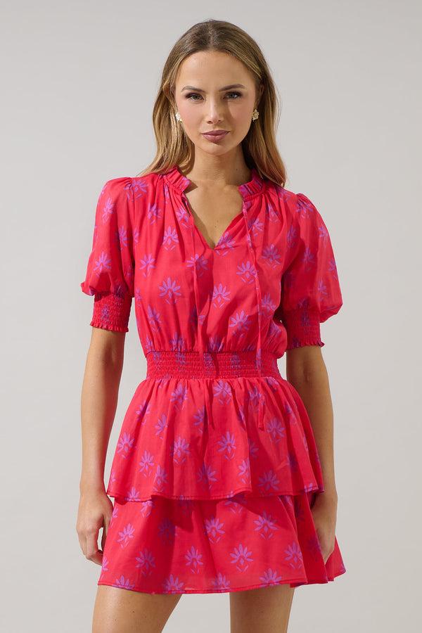 Sugarlips Delmas Floral Rai Ruffle Mini Dress