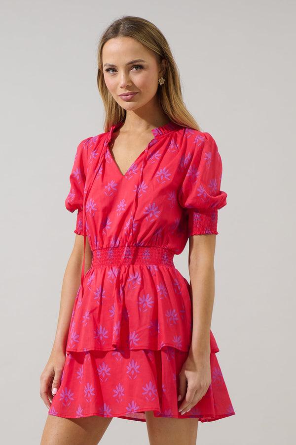 Sugarlips Delmas Floral Rai Ruffle Mini Dress