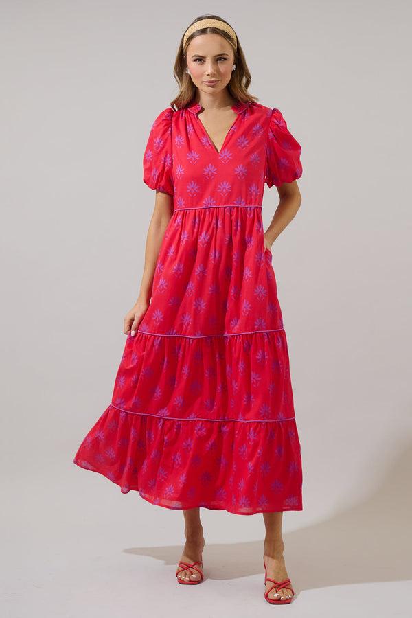 sugarlips Delmas Floral Renley Tiered Maxi Dress