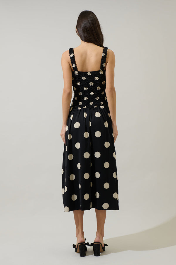 Sugarlips Demmy Polka Dot Ruched Midi Dress