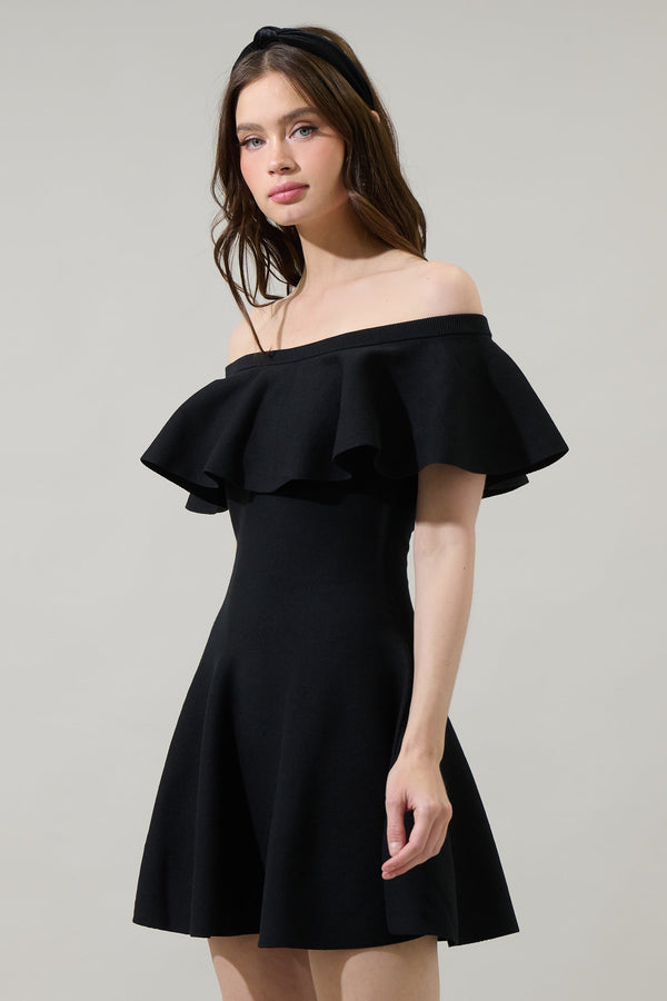 Sugarlips Dennet Off The Shoulder Flare Mini Dress
