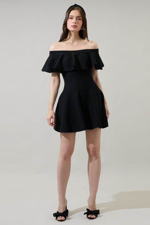 Sugarlips Dennet Off The Shoulder Flare Mini Dress