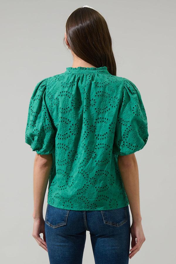 Sugarlips Derry Eyelet Gretna Ruffle Blouse