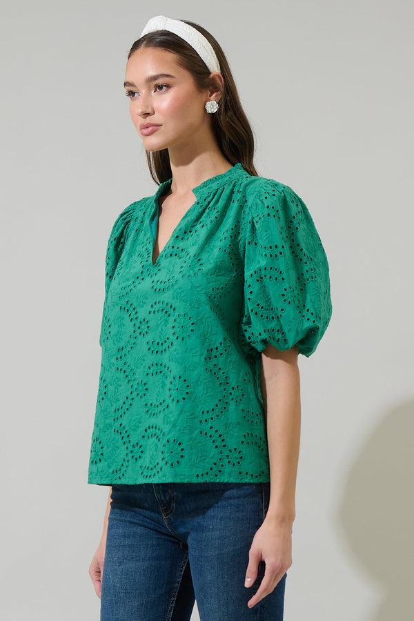 Sugarlips Derry Eyelet Gretna Ruffle Blouse