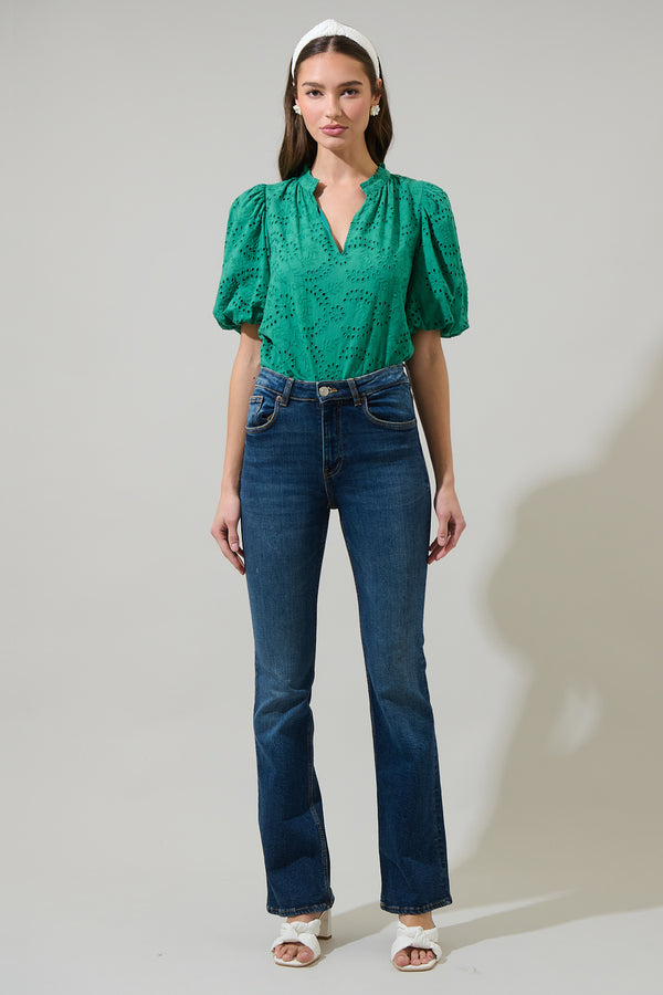 Sugarlips Derry Eyelet Gretna Ruffle Blouse