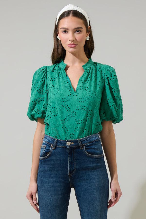 sugarlips Derry Eyelet Gretna Ruffle Blouse