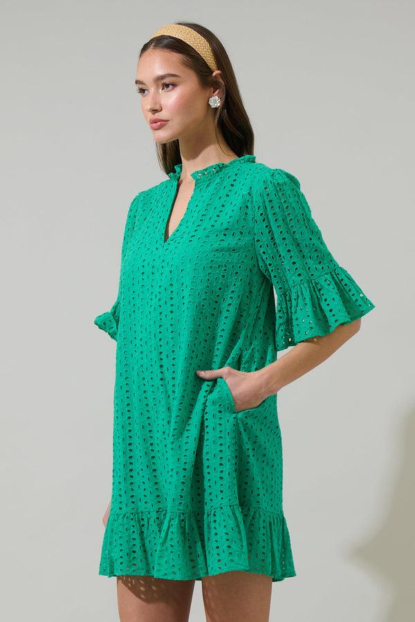 Sugarlips Derry Eyelet Shift Mini Dress