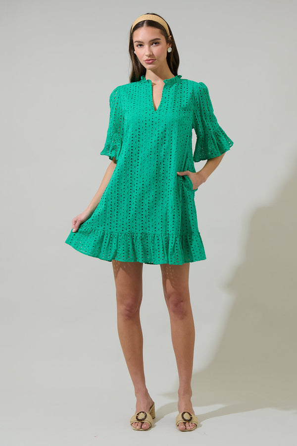 Sugarlips Derry Eyelet Shift Mini Dress