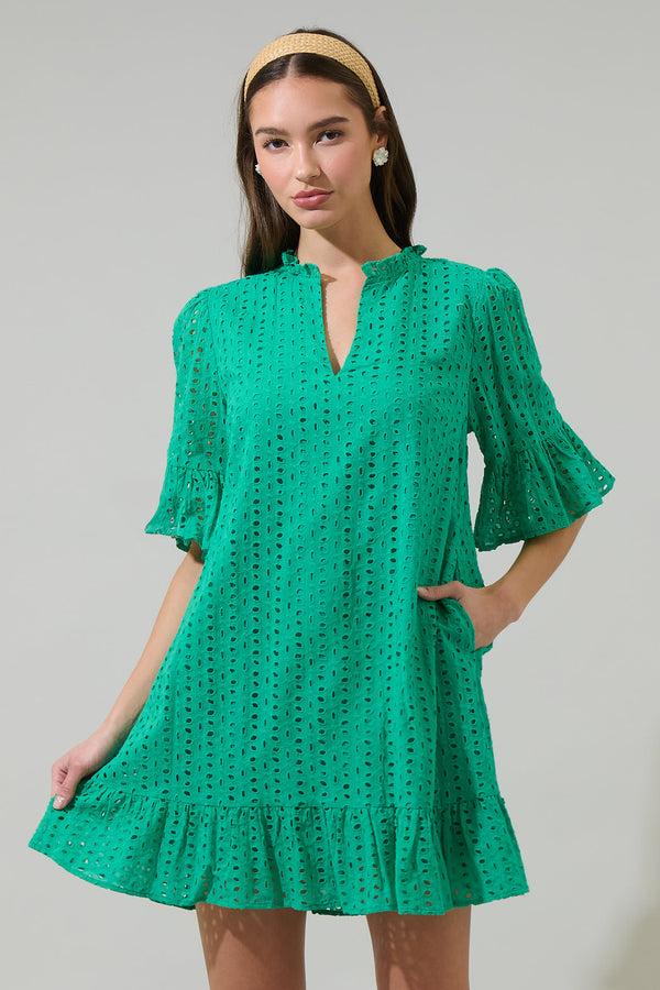 sugarlips Derry Eyelet Shift Mini Dress