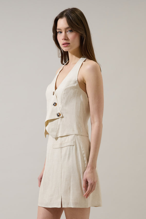 Sugarlips Desery Linen Asymmetric Vest Top
