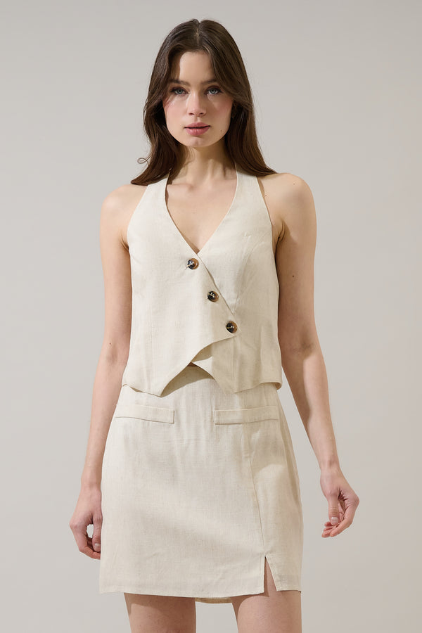 sugarlips Desery Linen Asymmetric Vest Top