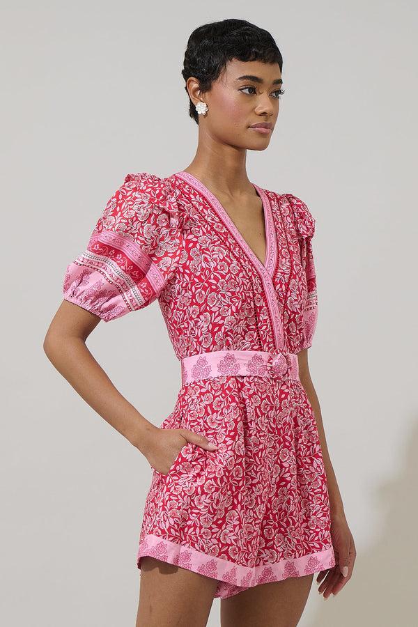 Sugarlips Destin Floral Leida V-Neck Romper