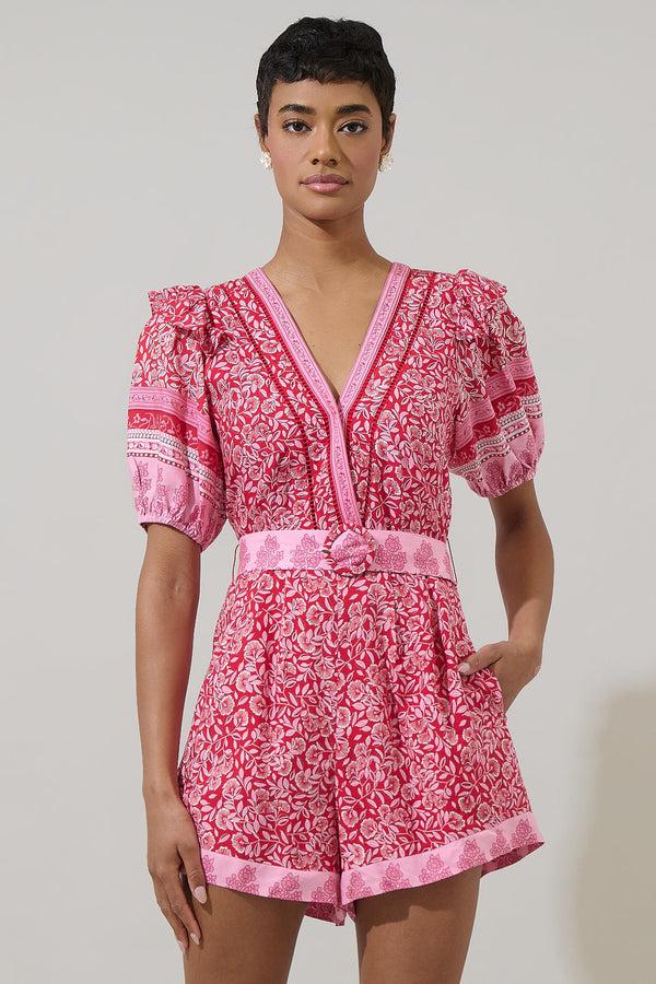 sugarlips Destin Floral Leida V-Neck Romper
