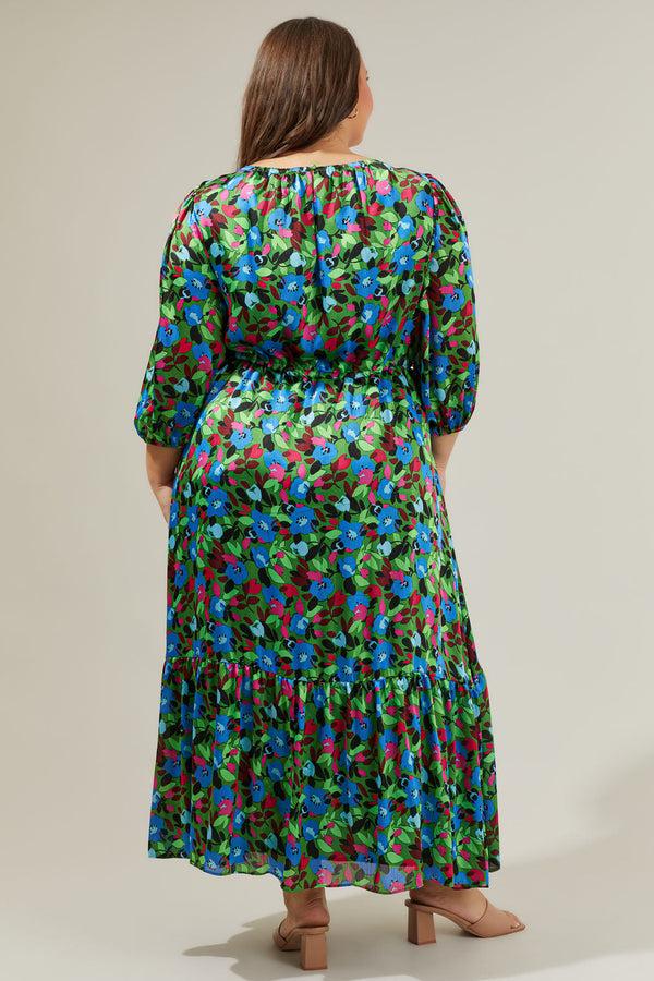 Sugarlips Destine Floral Carmine Midi Dress Curve