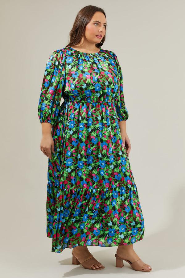 Sugarlips Destine Floral Carmine Midi Dress Curve