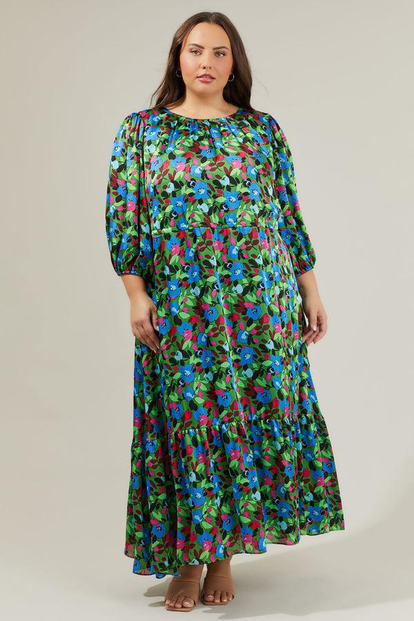 Sugarlips Destine Floral Carmine Midi Dress Curve