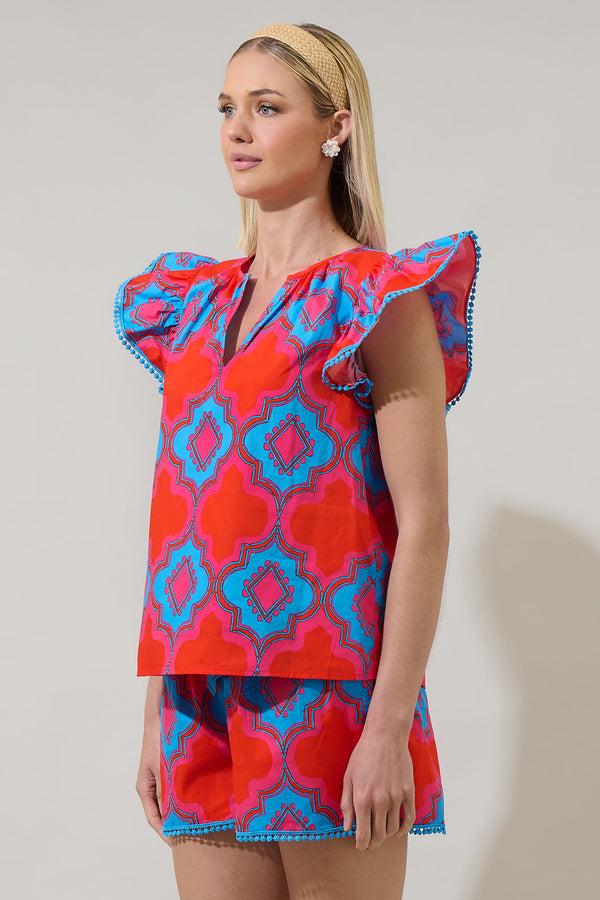 Sugarlips Devany Carya Ruffle Poplin Top