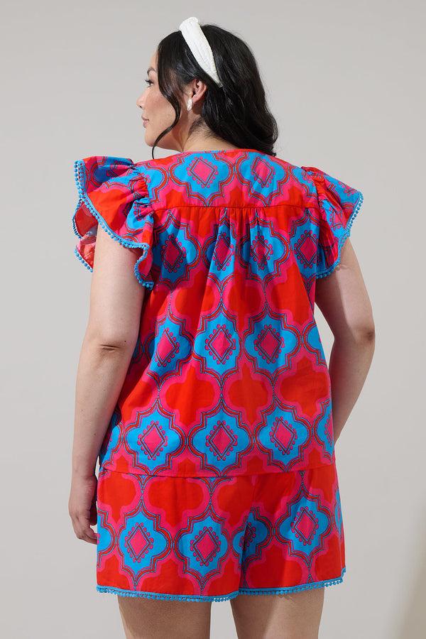 Sugarlips Devany Carya Ruffle Poplin Top Curve