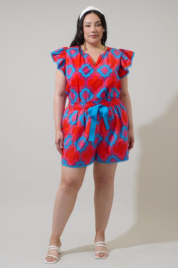 Sugarlips Devany Carya Ruffle Poplin Top Curve