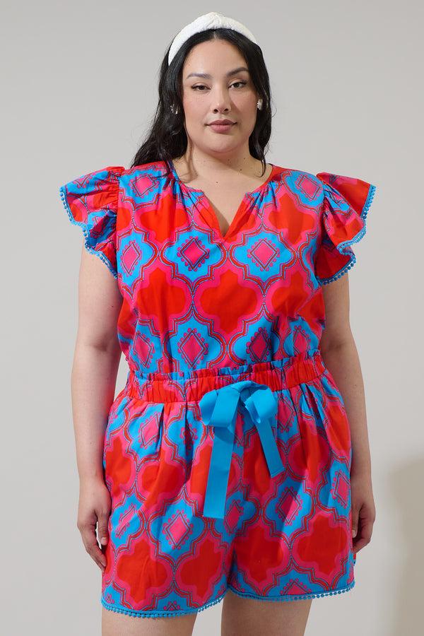 sugarlips Devany Carya Ruffle Poplin Top Curve