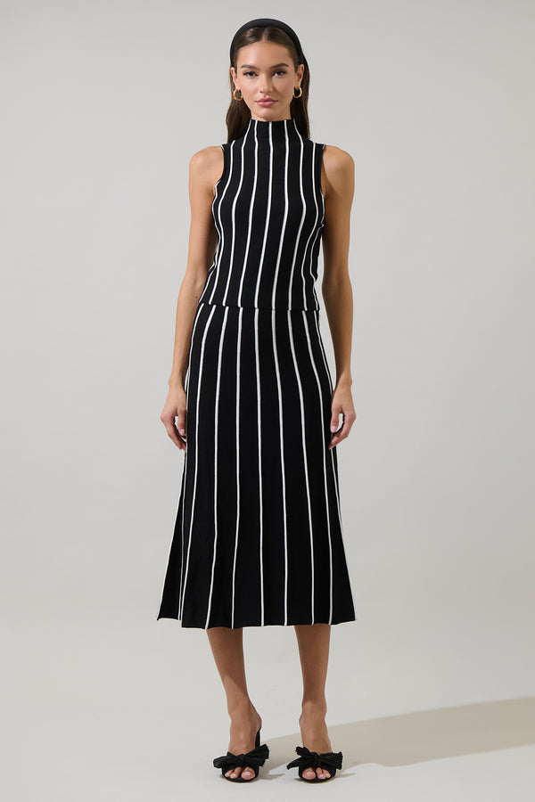 Sugarlips Devary Stripe Midi Knit Skirt